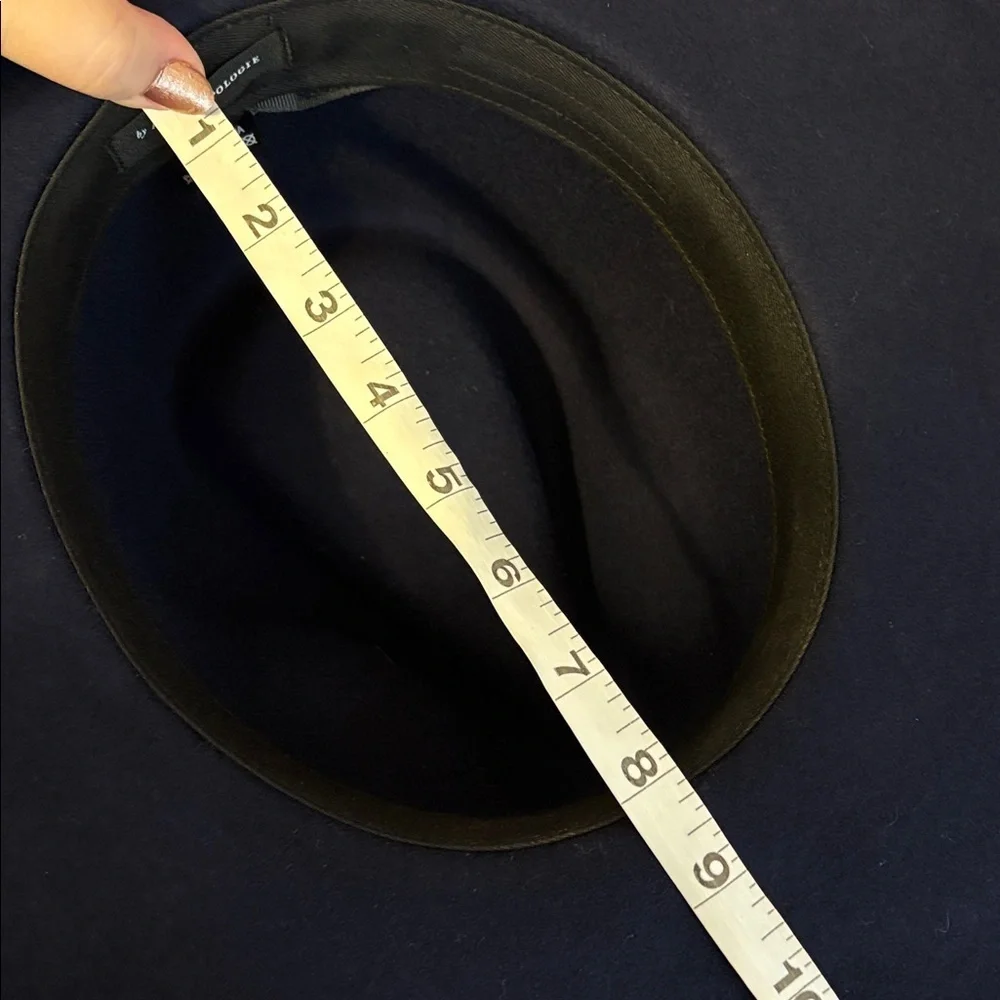 By Anthropologie Gemma Felted Rancher Hat Navy Blue 100% Wool Wide Brim Cowboy